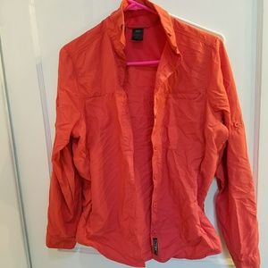 REI pink UPF hiking shirt